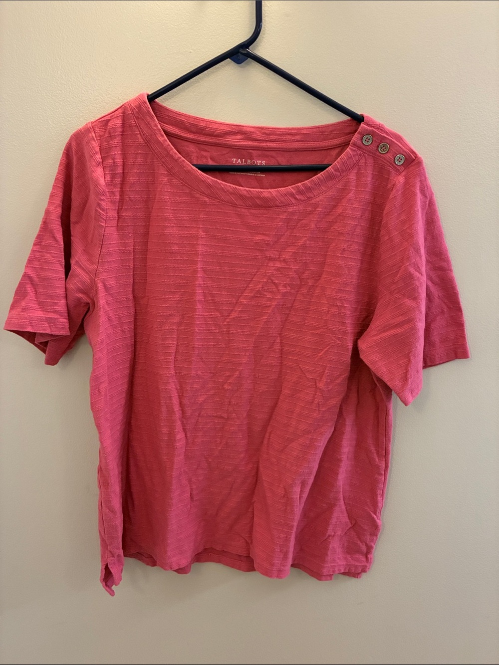 Talbots Pink Cotton Shirt Button Shoulder XL